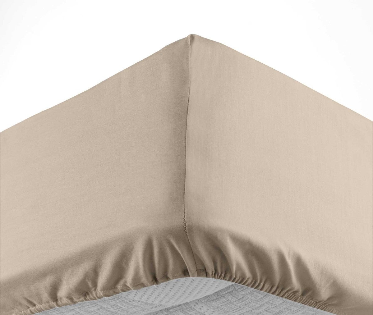 Drap housse 2 personnes 180 x 200 cm uni 57 fils Lina sable