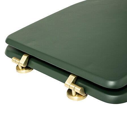 Abattant WC vert foncé avec fixations dorées