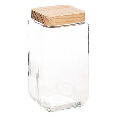 Bocal carré 2 l verre et pin