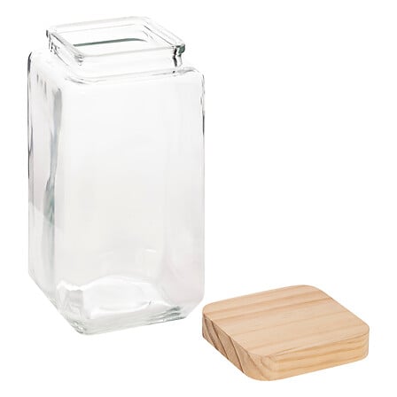 Bocal en verre 2 L avec couvercle en bois hermétique