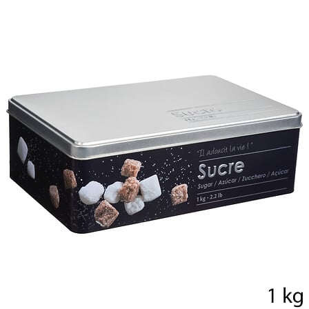 Boîte à sucre en morceaux Black edition métal relief