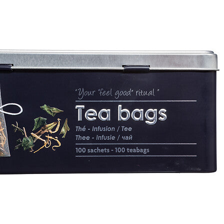 Boîte à thé et infusions Black edition métal relief