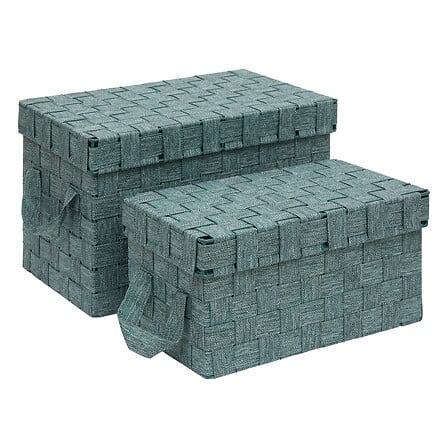 Set de 2 boîtes rectangle Lise L. 22,3 x P. 21,2 x H. 35 cm max polyester vert