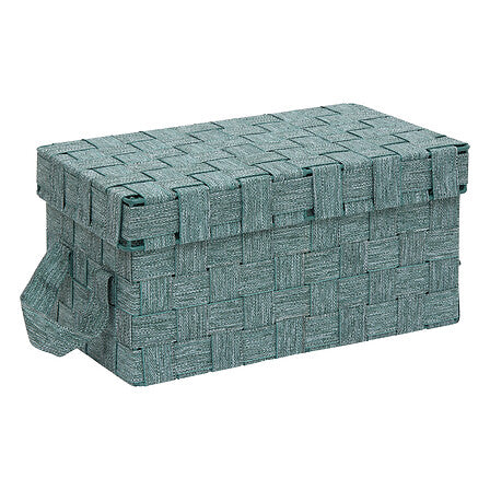 Set de 2 boîtes rectangle L. 22,3 x P. 21,2 x H. 35 cm max polyester vert