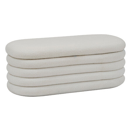 Banc coffre bouclette blanc