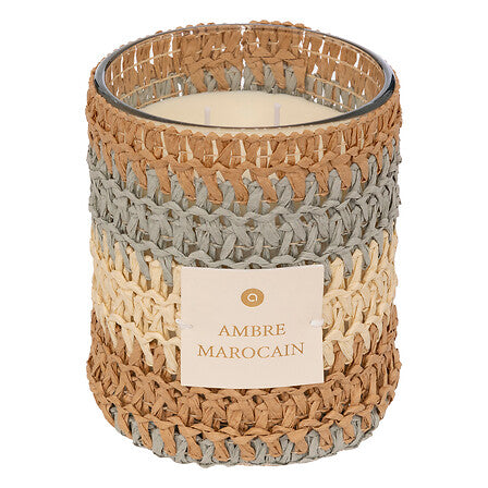 Bougie parfumée 470 g pot verre et fibres naturelles ambre