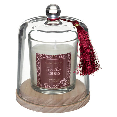 Bougie parfumée fruits rouges sous cloche 130 g