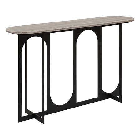 Console Tusco L. 140 x P. 34 x H. 79,5 cm métal et MDF effet marbre