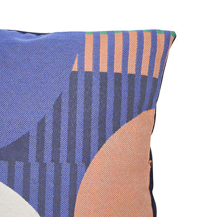 Coussin jacquard Flow 38 x 58 cm polyester bleu indigo