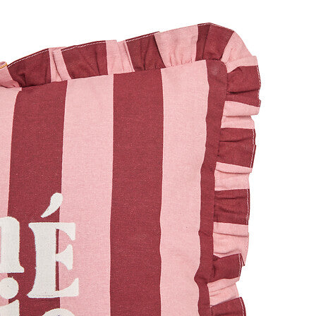 Coussin à volants 40 x 40cm coton rouge