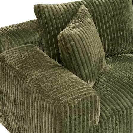 Canape d angle cotele kaki vue laterale accoudoir et angle velours cotele vert - mobilier decoration pack mobilier LMNP