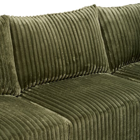 Canape d angle cotele kaki detail texture velours cotele et coussins vue rapprochee - mobilier decoration pack mobilier LMNP