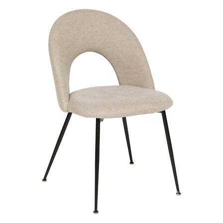 Chaise pied métal assise tissu beige