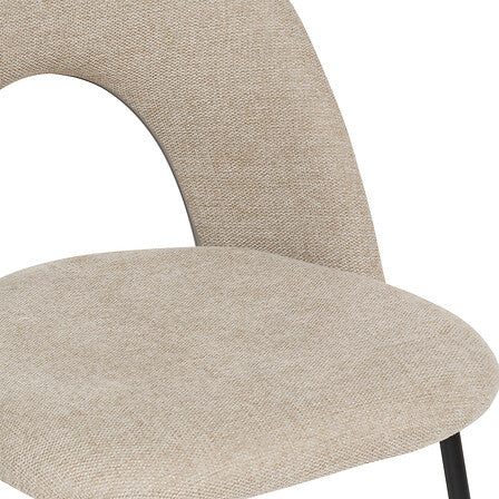 Chaise pied métal assise tissu beige L. 48 x P. 52,5 x H. 82 cm