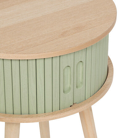 Chevet 2 portes diam 40 cm MDF vert de gris