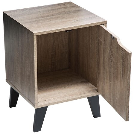 Table de chevet bois nature avec niche ouverte et pieds noirs - chambre pack mobilier LMNP