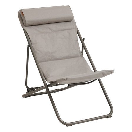 Chilienne pliante noisette avec coussin et appuie-tete - mobilier detente balcon pack mobilier LMNP
