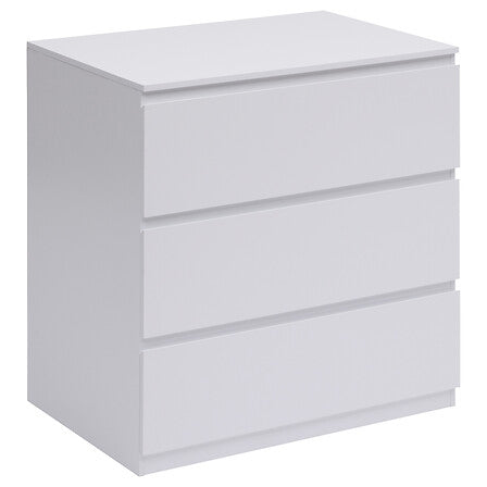 Commode 3 tiroirs blanc 73x48x78cm vue de face tiroirs fermes finition laquee blanche - mobilier decoration pack mobilier LMNP
