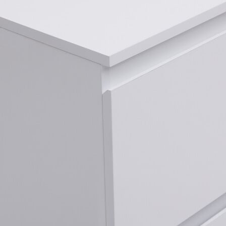 Commode 3 tiroirs blanc 73x48x78cm detail coin superieur finition laquee blanche vue rapprochee - mobilier decoration pack mobilier LMNP