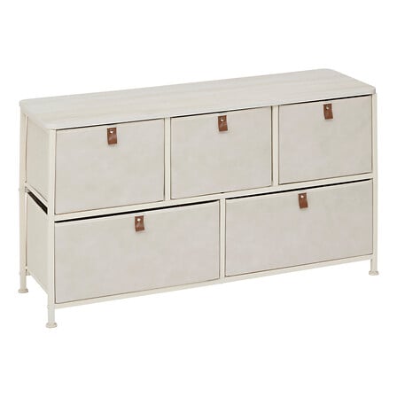 Commode basse 5 tiroirs beige
