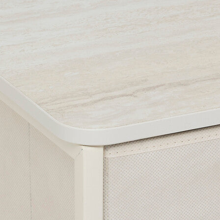 Commode basse 5 tiroirs beige