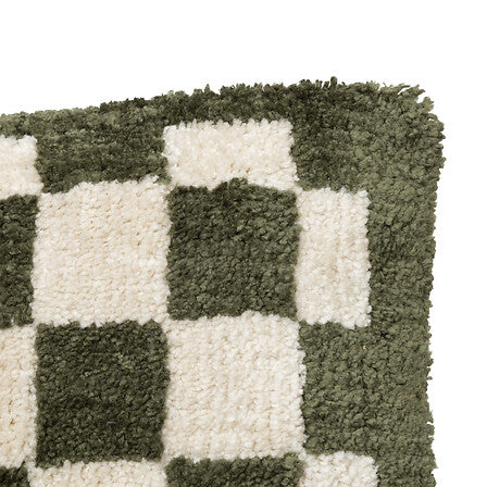 Coussin damier 38 x 58 cm tufte kaki
