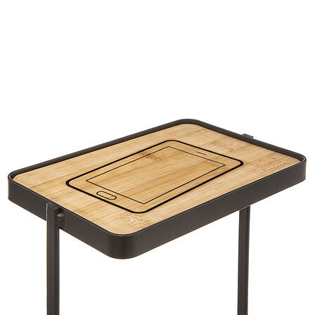 Derouleur WC avec reserve et support telephone noir vue du dessus plateau bois avec encoche telephone - accessoire decoration pack mobilier LMNP
