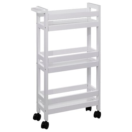 Desserte a roulettes 3 niveaux coloris coton blanc structure metal avec etageres - rangement decoration pack mobilier LMNP
