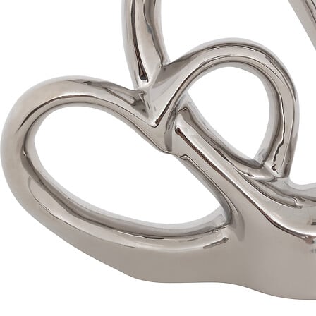 Double cœur déco haut 16,5 cm résine