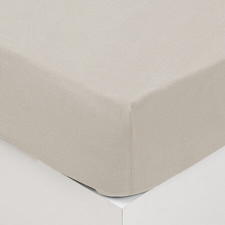 Drap housse 140 x 190 cm coton lavé ivoire