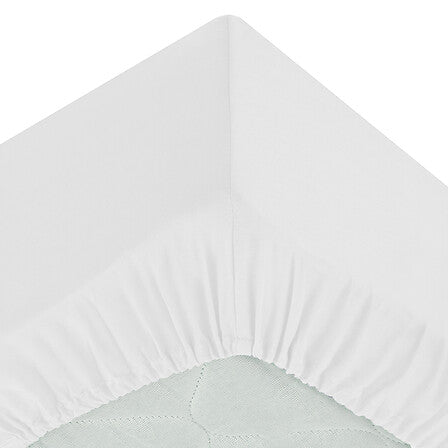 Drap housse 1 personne 90 x 190 cm avec bonnet 30 cm coton blanc