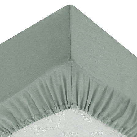 Drap housse 1 personne 90 x 190 cm avec bonnet 30 cm coton céladon