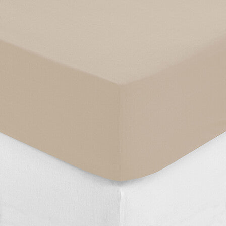 Drap housse 180x200 cm beige sable - linge de lit pack mobilier LMNP