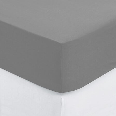 Drap housse 180x200 cm gris - linge de lit pack mobilier LMNP