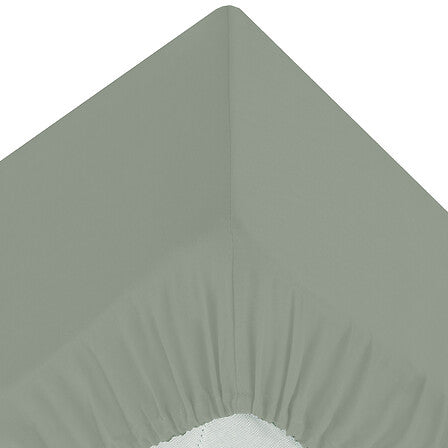 Drap housse 180x200 cm vert sauge vue détail coin élastique - linge de lit LMNP