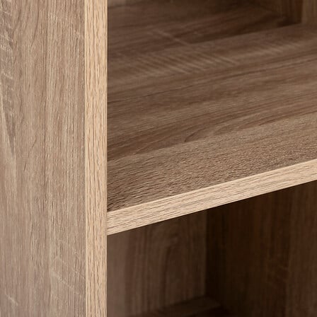 Dressing avec 2 penderies effet bois detail etageres et finition bois naturel vue rapprochee - mobilier decoration pack mobilier LMNP