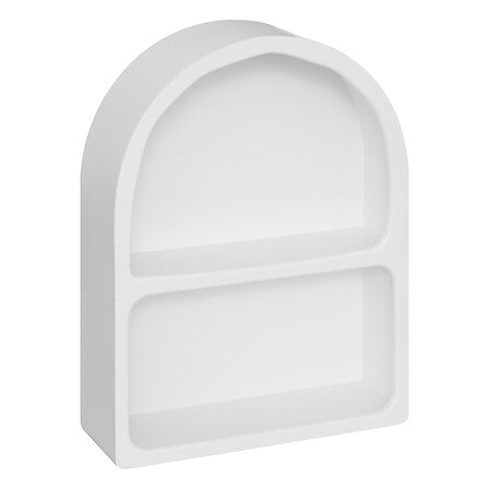 Etagere murale design arrondie en MDF blanc 45cm forme arche avec 2 etageres interieures - rangement decoration pack mobilier LMNP
