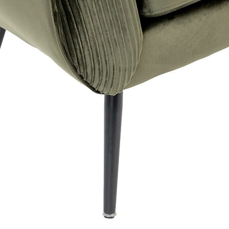 Fauteuil velours kaki