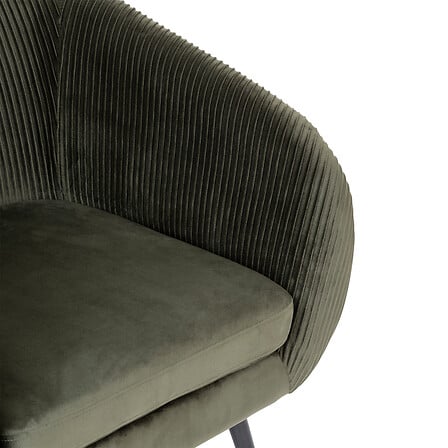 Fauteuil velours kaki