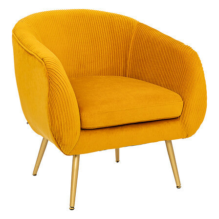 Fauteuil velours ocre