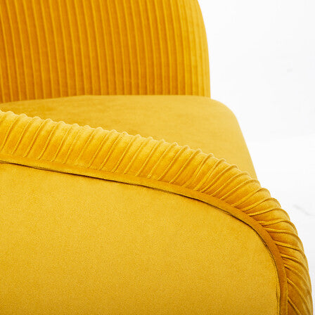 Fauteuil velours ocre