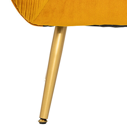 Fauteuil velours ocre
