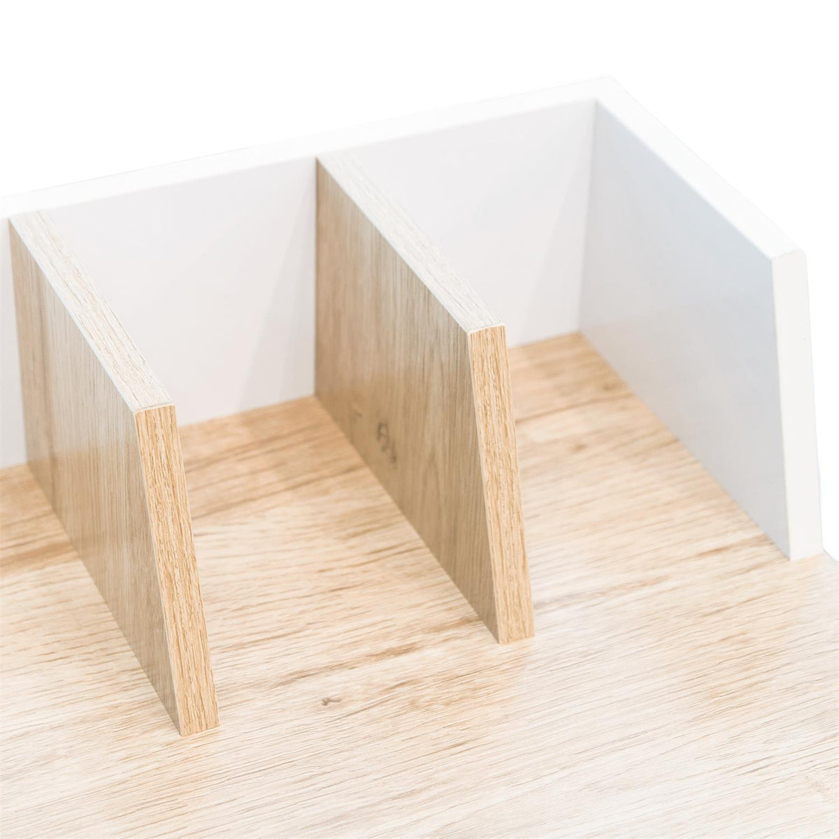 Bureau Brice blanc et bois pieds croisés