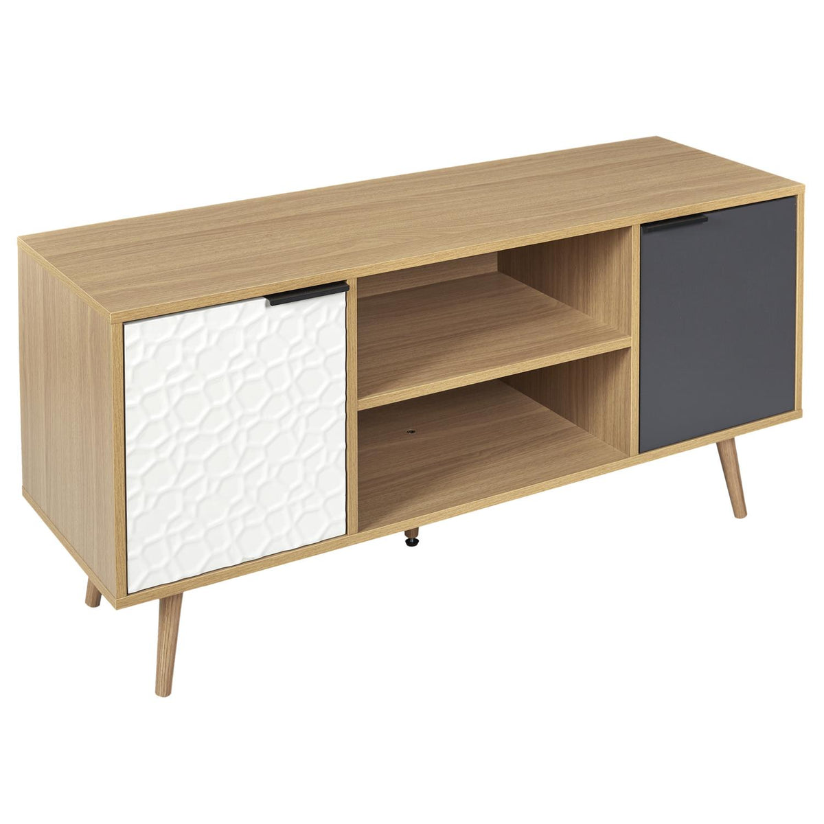 Meuble TV Sven bois blanc et gris anthracite