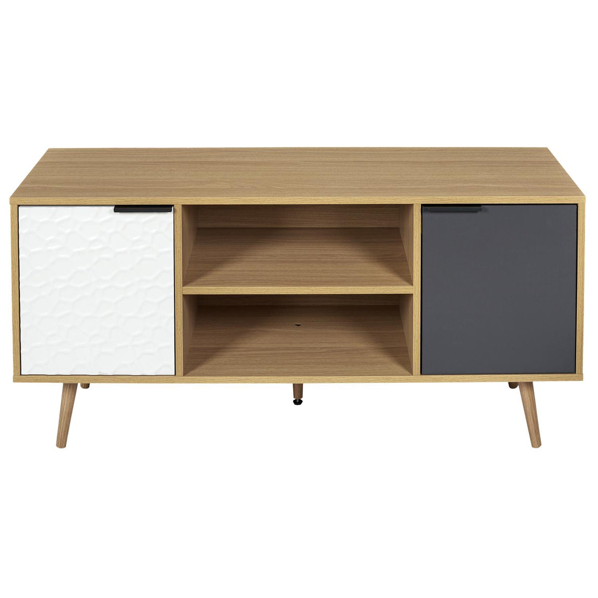 Meuble TV Sven bois blanc et gris anthracite