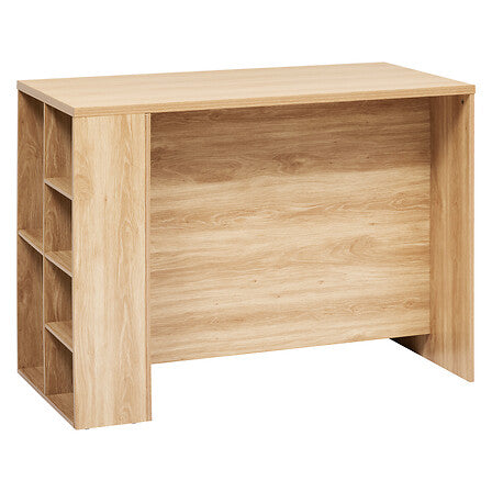 Ilot central 2 portes et 6 niches effet bois vue de cote niches laterales et plan de travail bois naturel cuisine - mobilier decoration pack mobilier LMNP