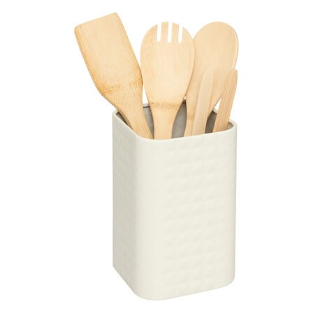 Lot de 4 ustensiles bambou avec pot assorti