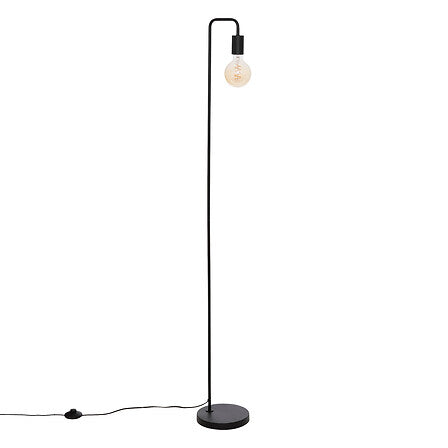 Lampadaire droit en metal noir style minimaliste 150cm avec ampoule apparente - luminaire decoration pack mobilier LMNP
