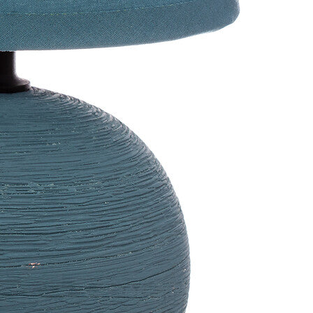 Lampe a poser boule striee en ceramique 25cm bleu petrole detail texture - luminaire decoration pack mobilier LMNP