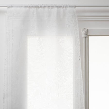 Lot de 2 voilages de fenêtre feuilles 60 x 120 cm blanc